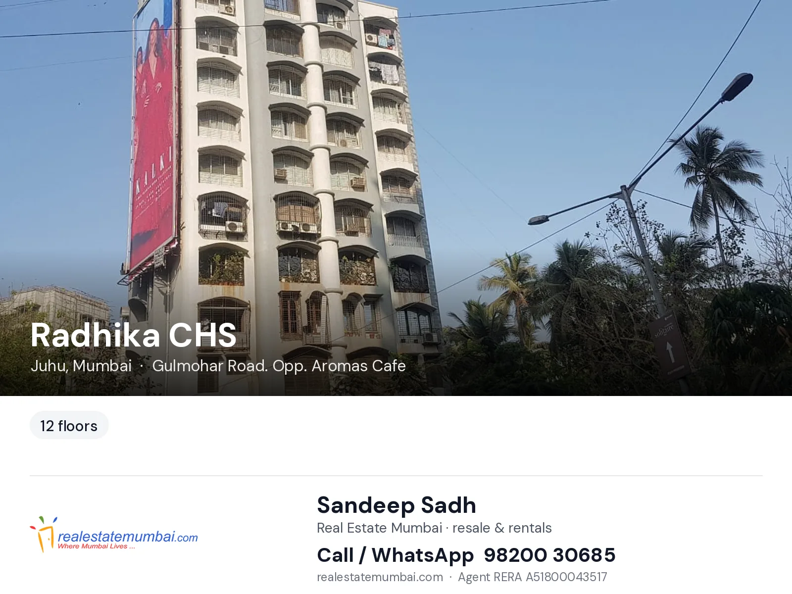 Radhika CHS, Juhu, Mumbai — flats | Real Estate Mumbai, Sandeep Sadh 98200 30685