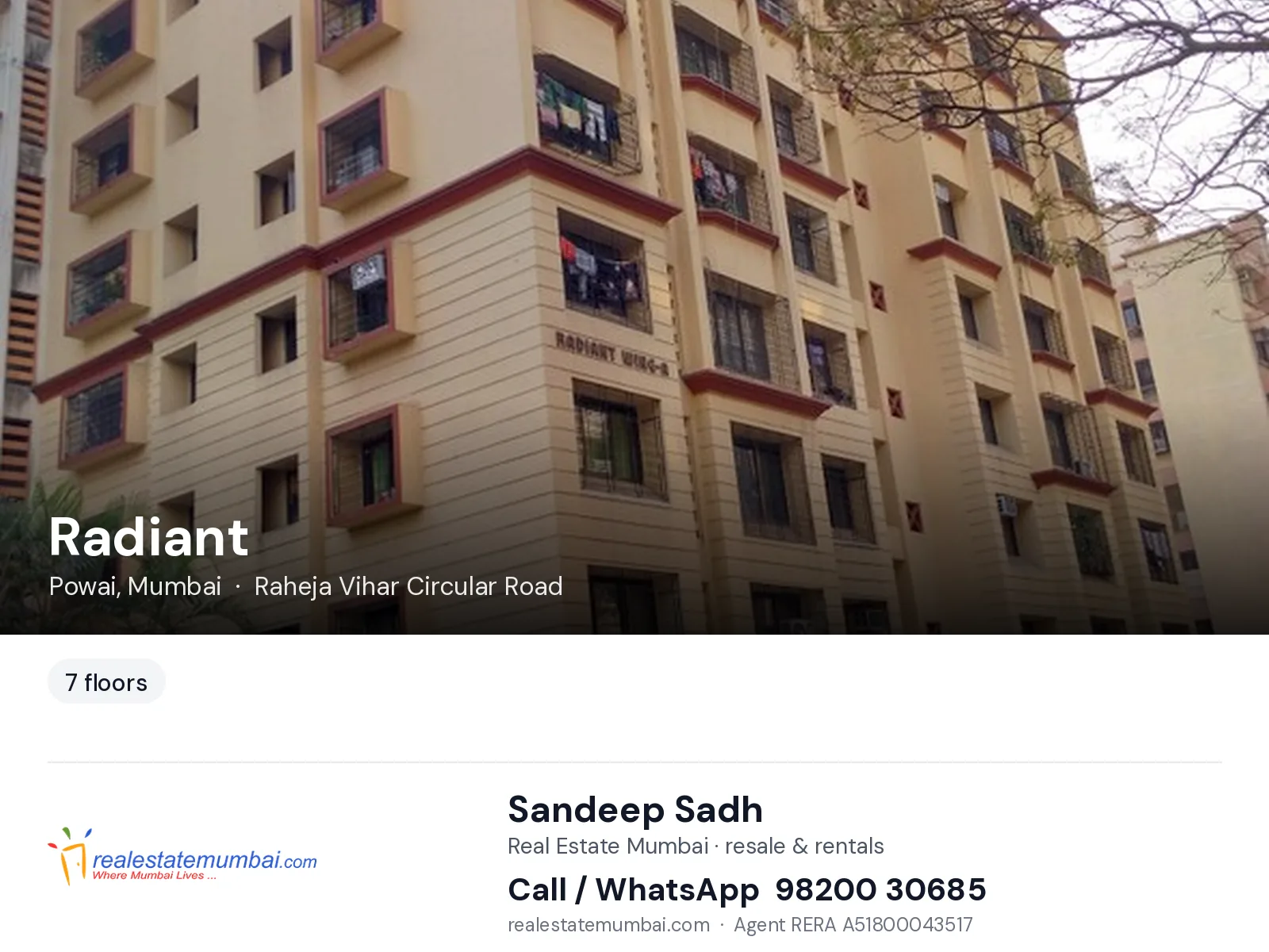 Radiant, Powai, Mumbai — flats | Real Estate Mumbai, Sandeep Sadh 98200 30685