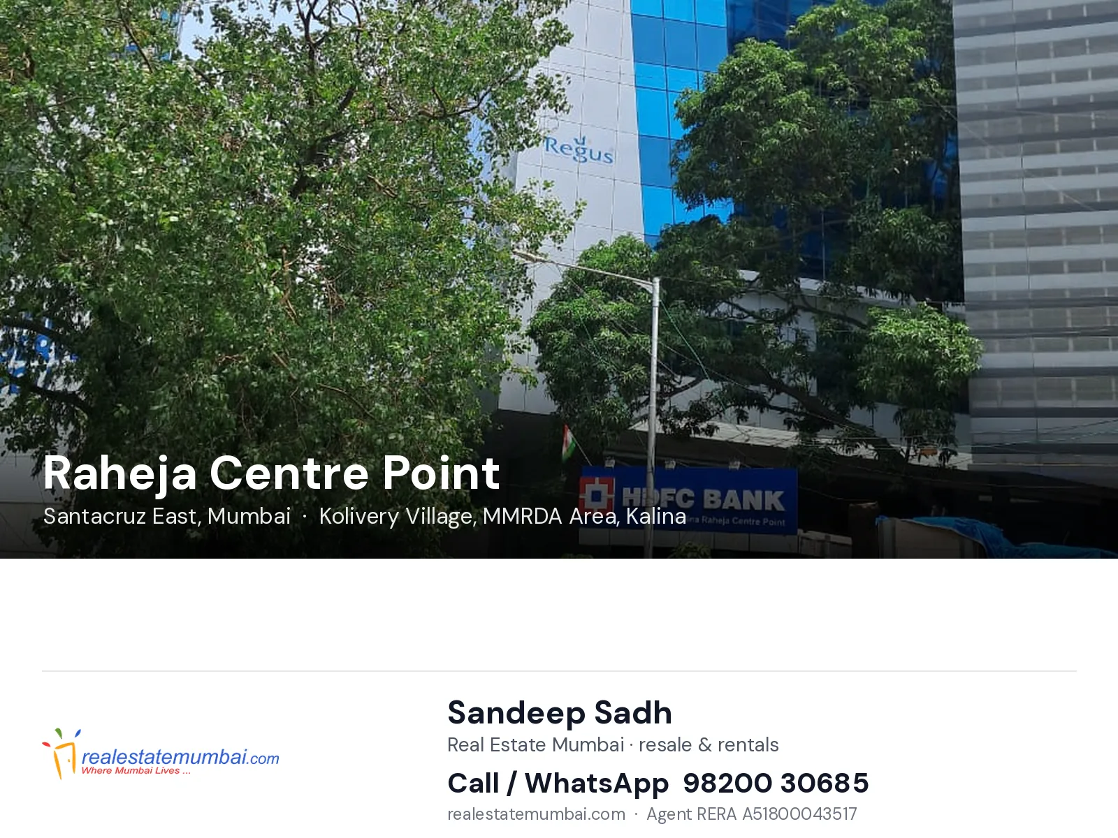 Raheja Centre Point, Santacruz East, Mumbai — flats | Real Estate Mumbai, Sandeep Sadh 98200 30685