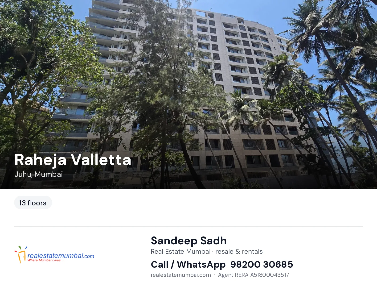 Raheja Valletta, Juhu, Mumbai — flats | Real Estate Mumbai, Sandeep Sadh 98200 30685