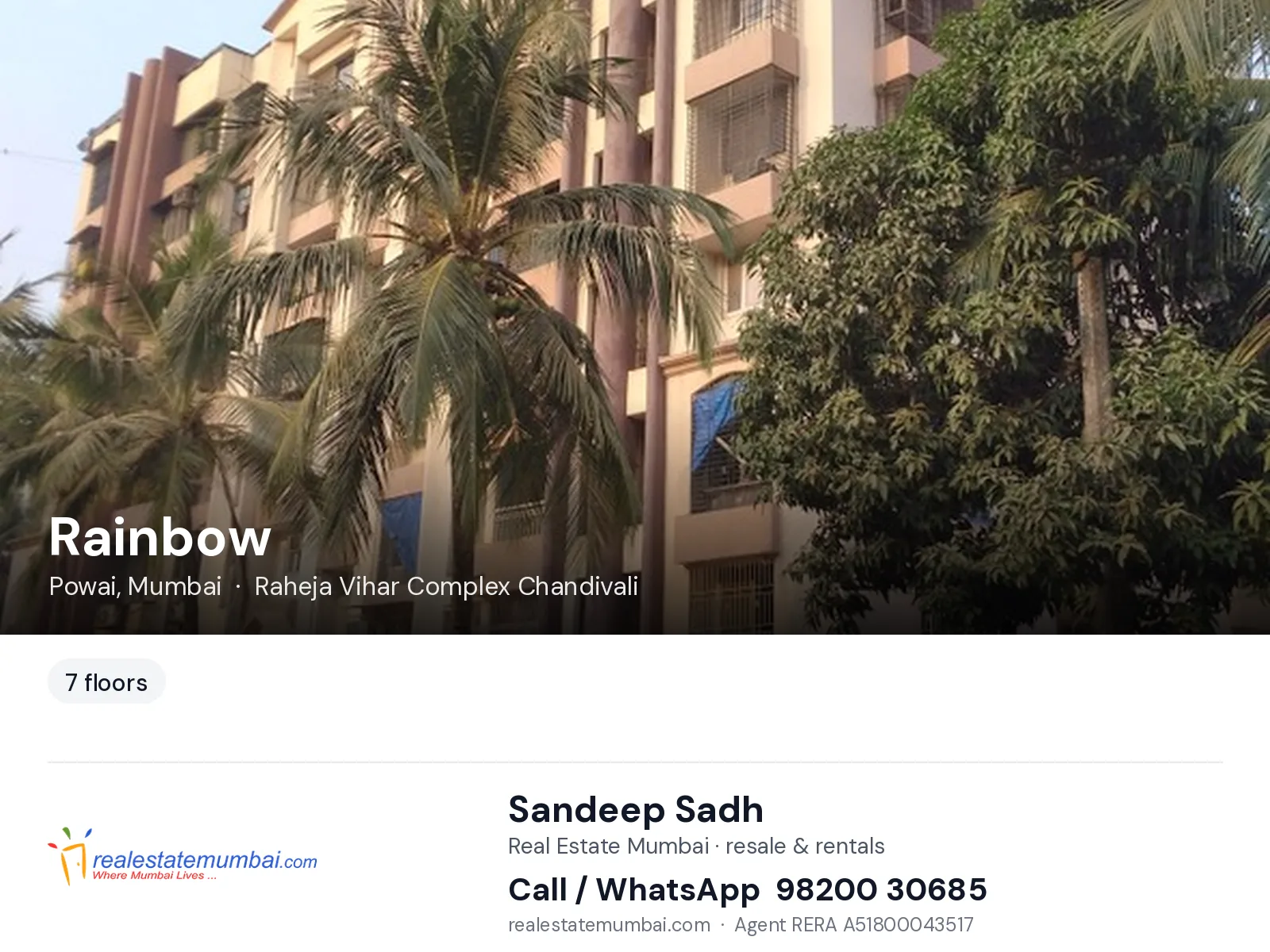 Rainbow, Powai, Mumbai — flats | Real Estate Mumbai, Sandeep Sadh 98200 30685