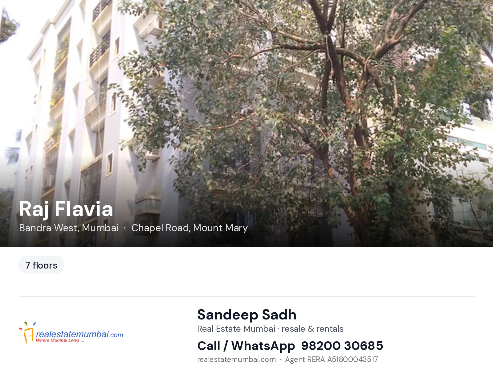 Raj Flavia, Bandra West, Mumbai — flats | Real Estate Mumbai, Sandeep Sadh 98200 30685