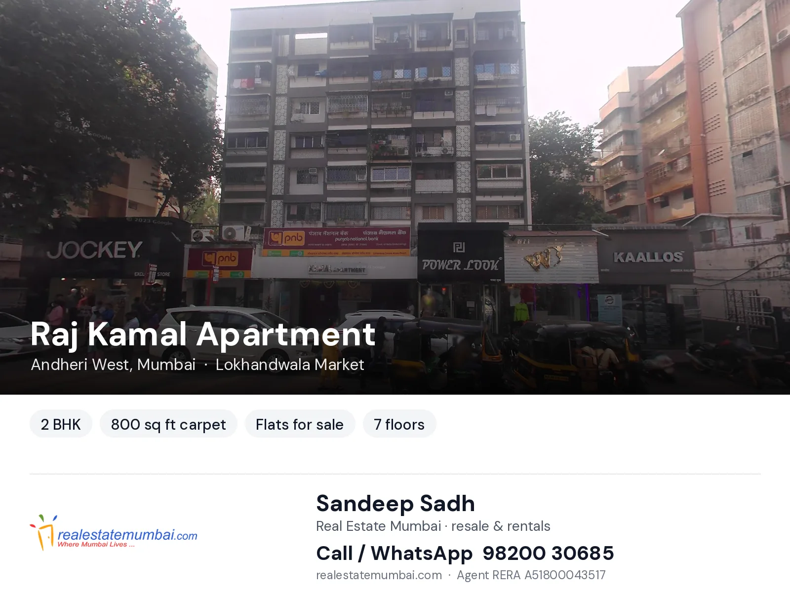 Raj Kamal Apartment, Andheri West, Mumbai — 2 BHK flats for sale | Real Estate Mumbai, Sandeep Sadh 98200 30685
