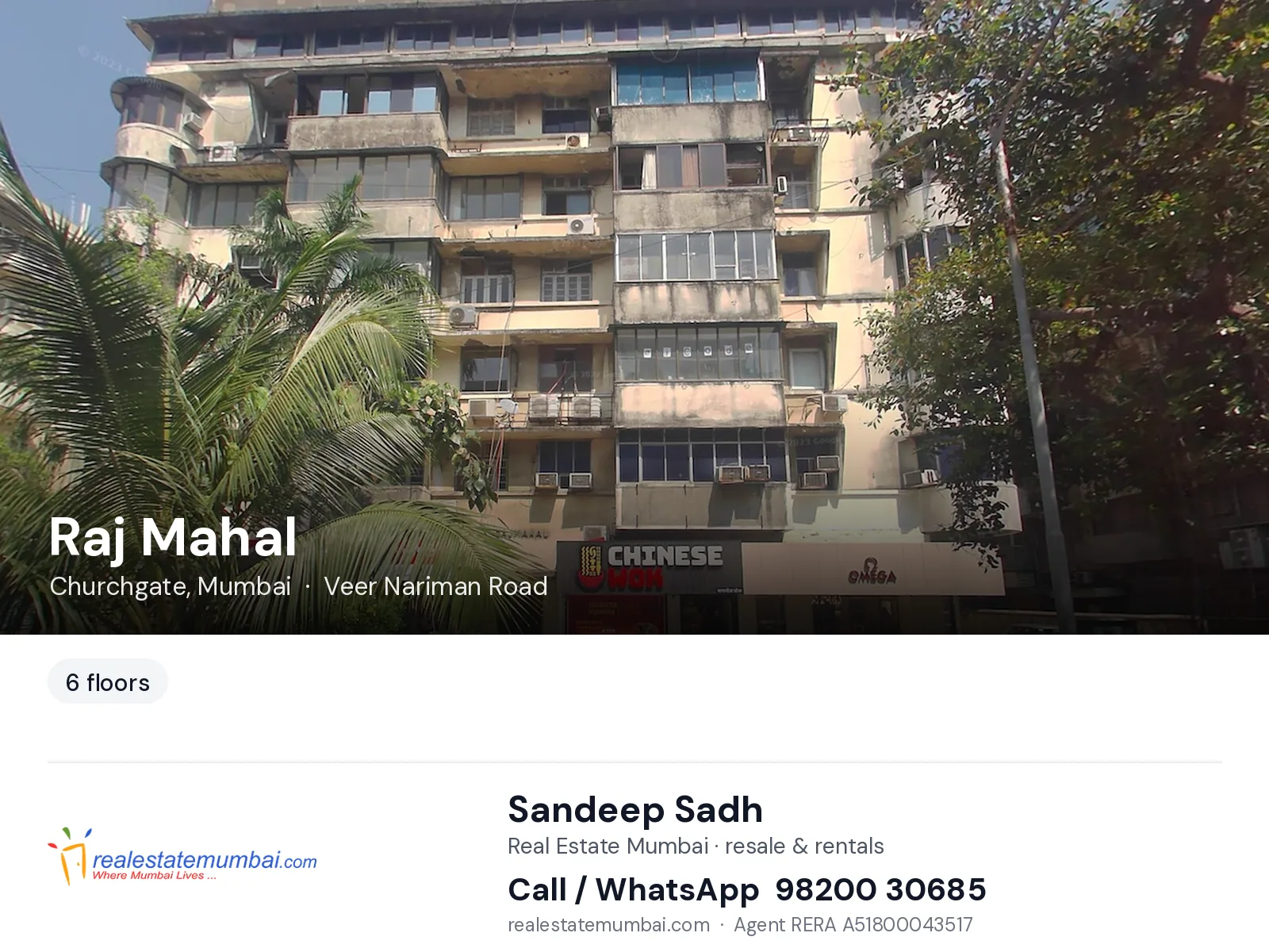 Raj Mahal, Churchgate, Mumbai — flats | Real Estate Mumbai, Sandeep Sadh 98200 30685