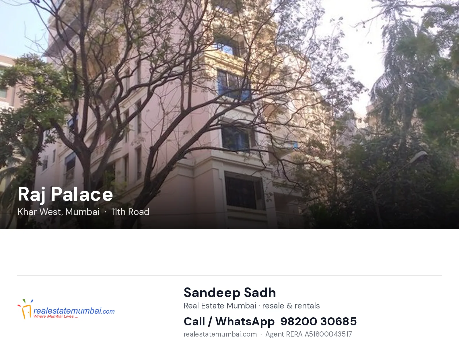 Raj Palace, Khar West, Mumbai — flats | Real Estate Mumbai, Sandeep Sadh 98200 30685