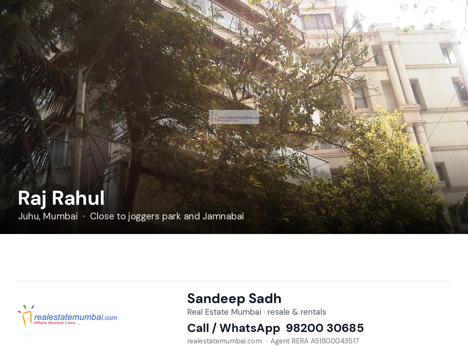 Raj Rahul, Juhu, Mumbai — flats | Real Estate Mumbai, Sandeep Sadh 98200 30685