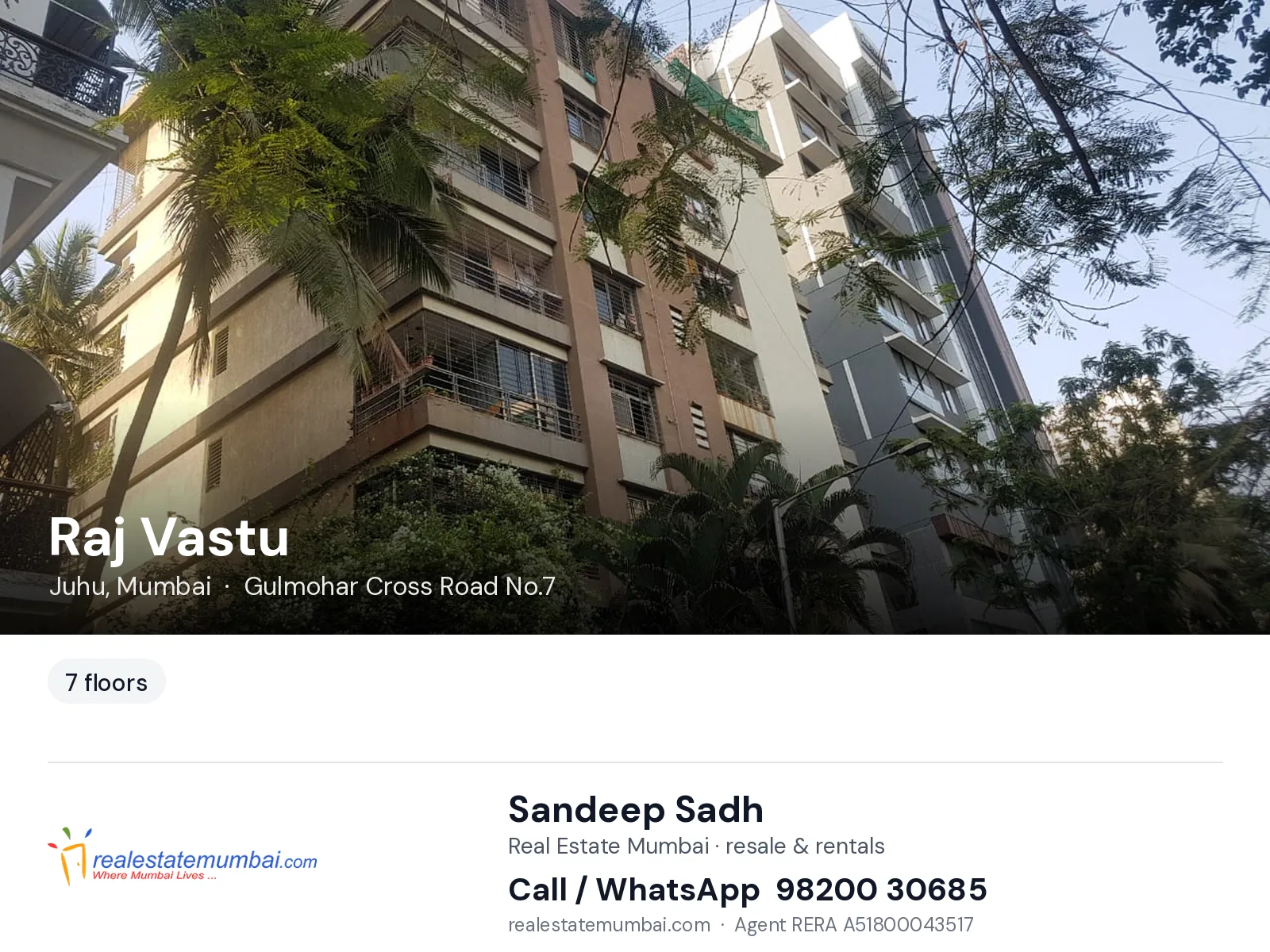 Raj Vastu, Juhu, Mumbai — flats | Real Estate Mumbai, Sandeep Sadh 98200 30685