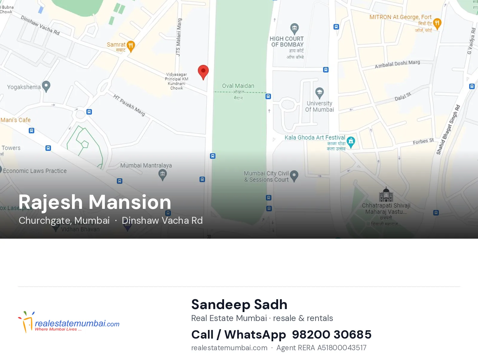 Rajesh Mansion, Churchgate, Mumbai — flats | Real Estate Mumbai, Sandeep Sadh 98200 30685
