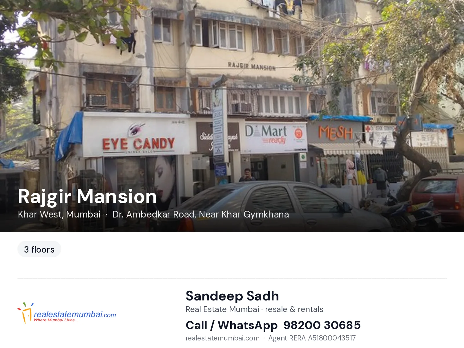 Rajgir Mansion, Khar West, Mumbai — flats | Real Estate Mumbai, Sandeep Sadh 98200 30685