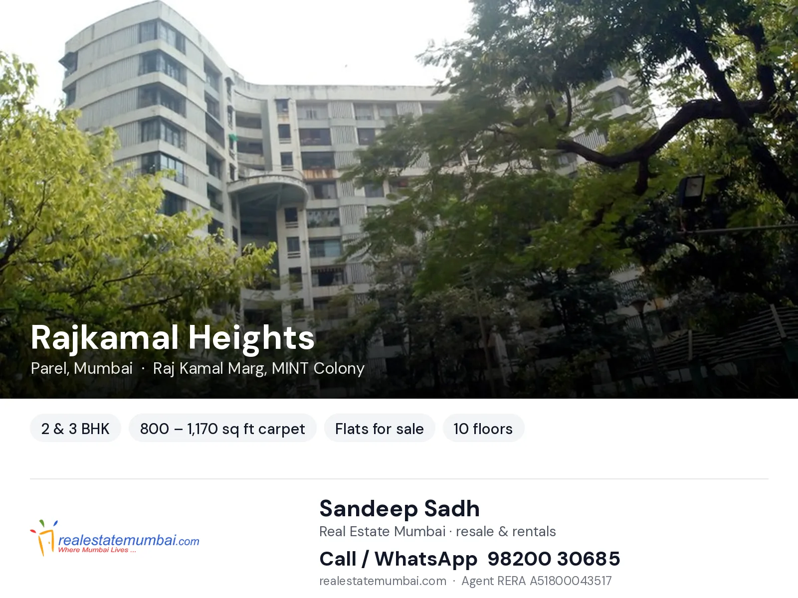 Rajkamal Heights, Parel, Mumbai — 2 & 3 BHK flats for sale | Real Estate Mumbai, Sandeep Sadh 98200 30685