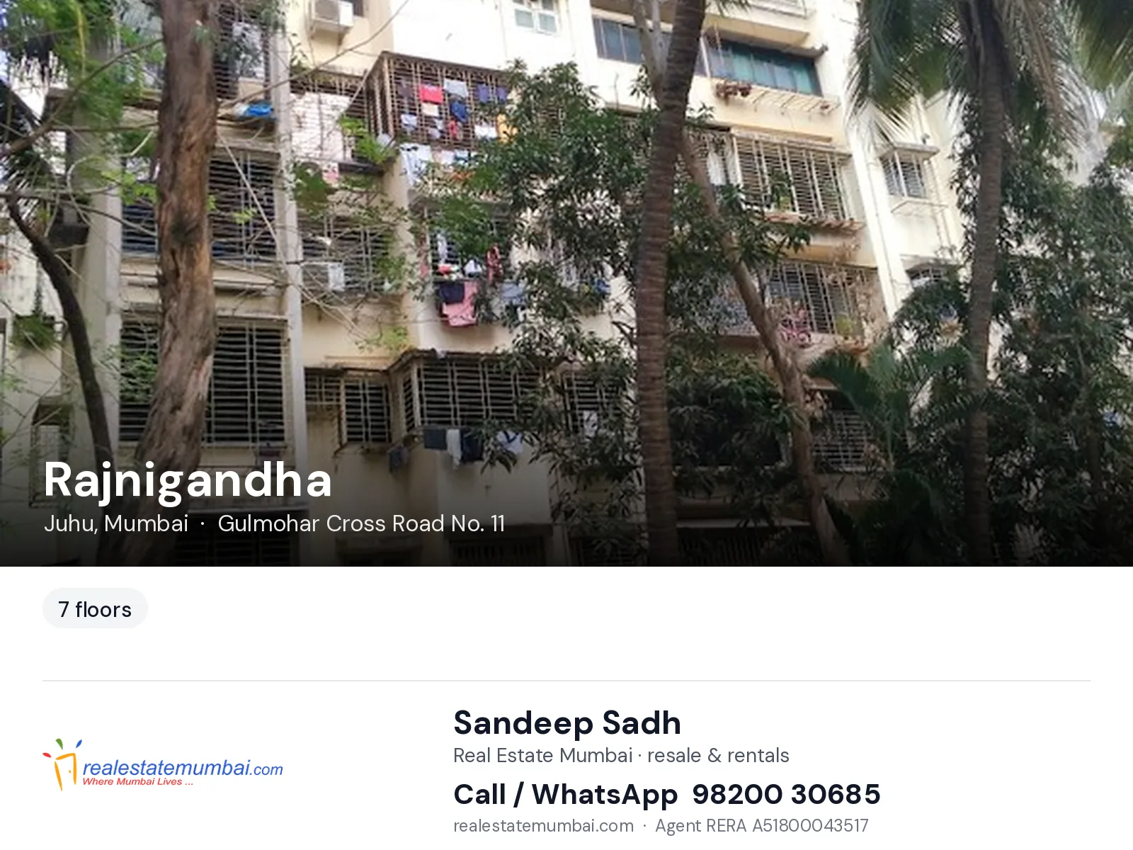 Rajnigandha, Juhu, Mumbai — flats | Real Estate Mumbai, Sandeep Sadh 98200 30685