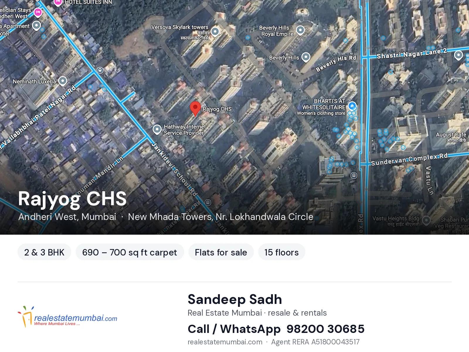 Rajyog CHS, Andheri West, Mumbai — 2 & 3 BHK flats for sale | Real Estate Mumbai, Sandeep Sadh 98200 30685