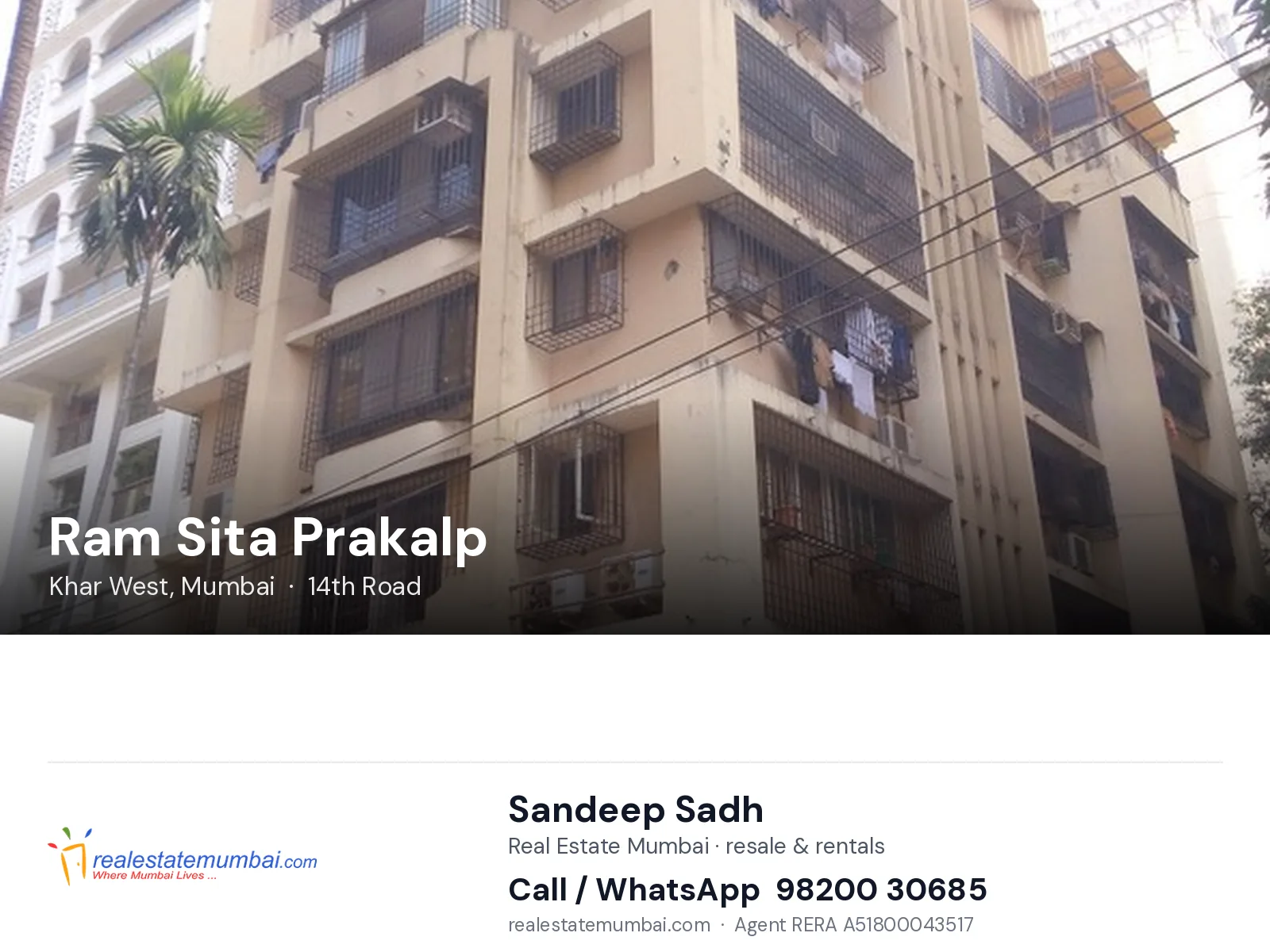 Ram Sita Prakalp, Khar West, Mumbai — flats | Real Estate Mumbai, Sandeep Sadh 98200 30685