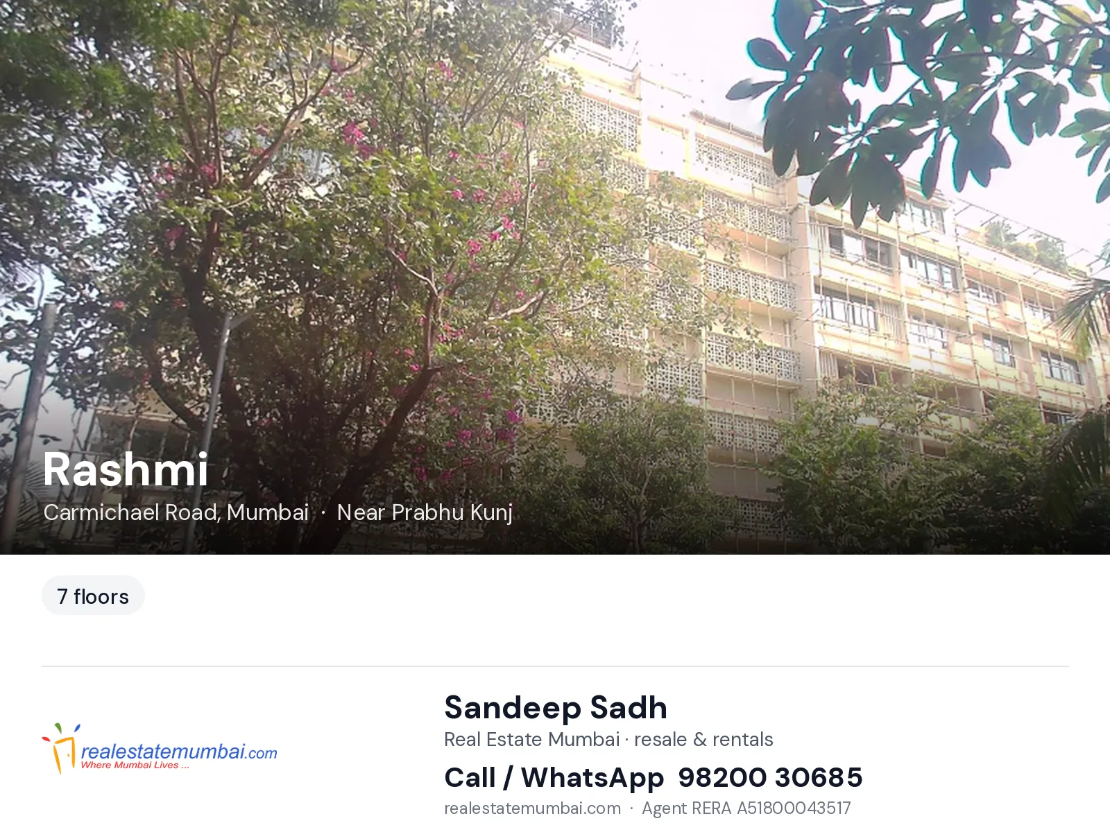 Rashmi, Carmichael Road, Mumbai — flats | Real Estate Mumbai, Sandeep Sadh 98200 30685