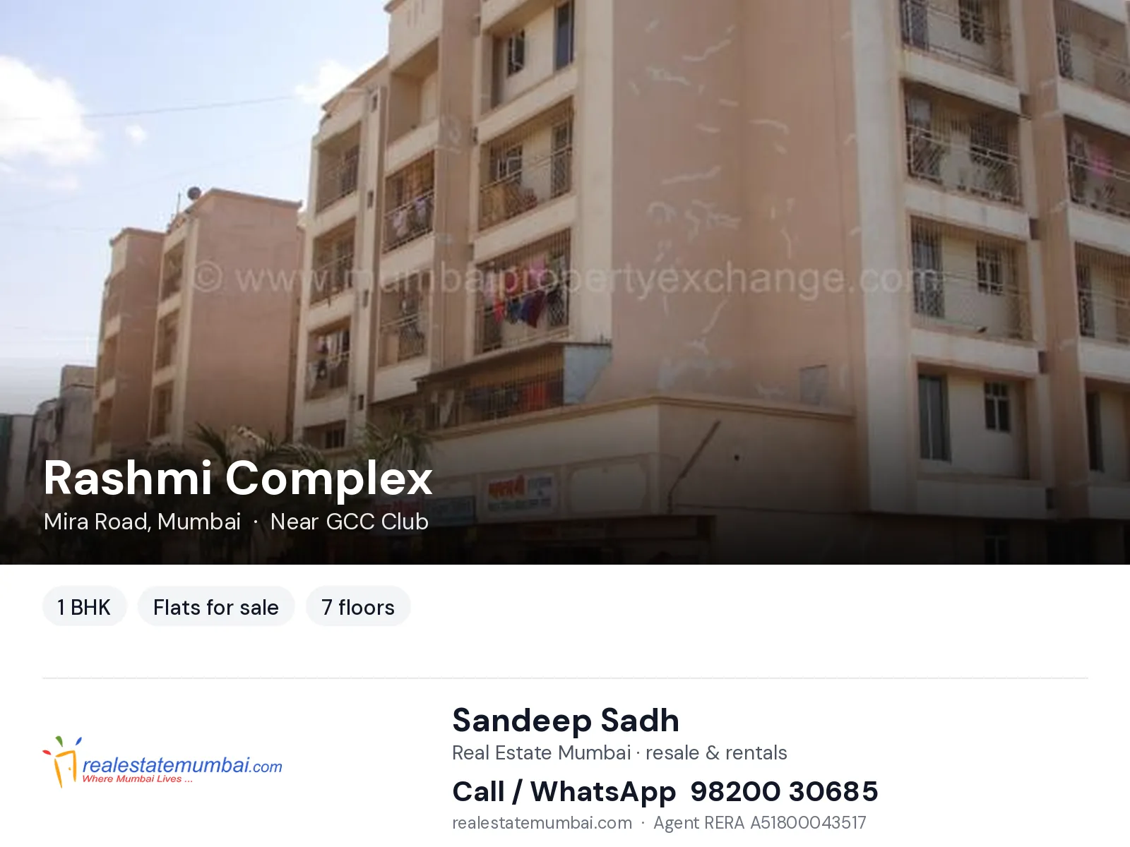 Rashmi Complex, Mira Road, Mumbai — 1 BHK flats for sale | Real Estate Mumbai, Sandeep Sadh 98200 30685