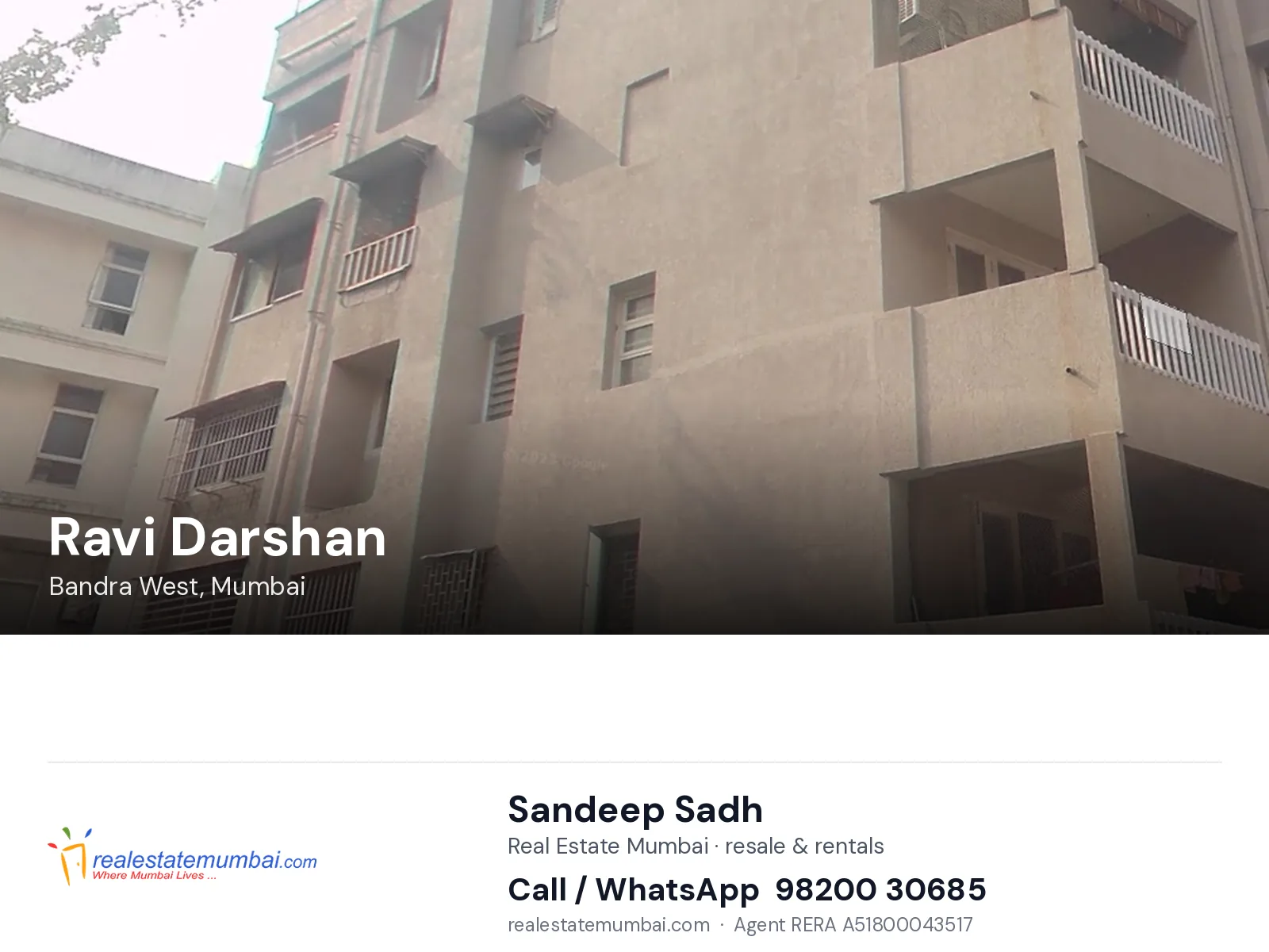 Ravi Darshan, Bandra West, Mumbai — flats | Real Estate Mumbai, Sandeep Sadh 98200 30685