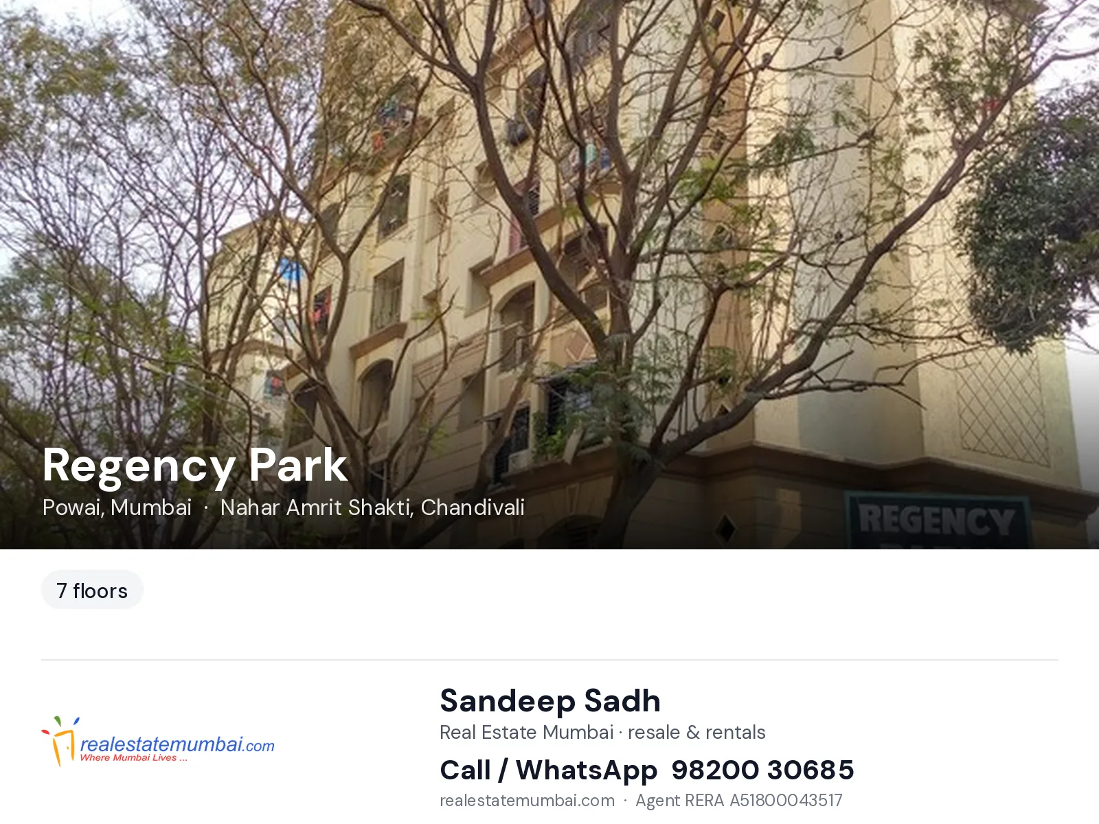 Regency Park, Powai, Mumbai — flats | Real Estate Mumbai, Sandeep Sadh 98200 30685