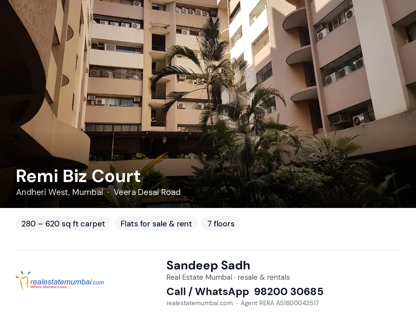 Remi Biz Court, Andheri West, Mumbai — flats for sale & rent | Real Estate Mumbai, Sandeep Sadh 98200 30685