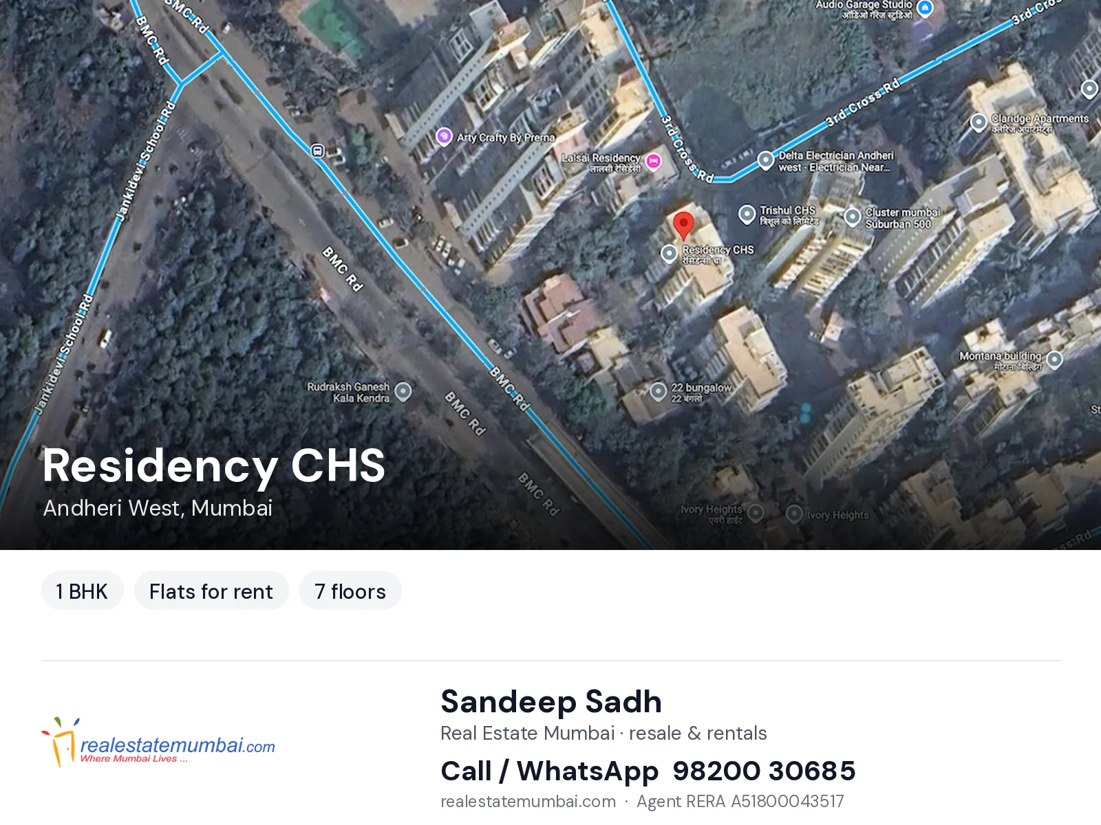 Residency CHS, Andheri West, Mumbai — 1 BHK flats for rent | Real Estate Mumbai, Sandeep Sadh 98200 30685