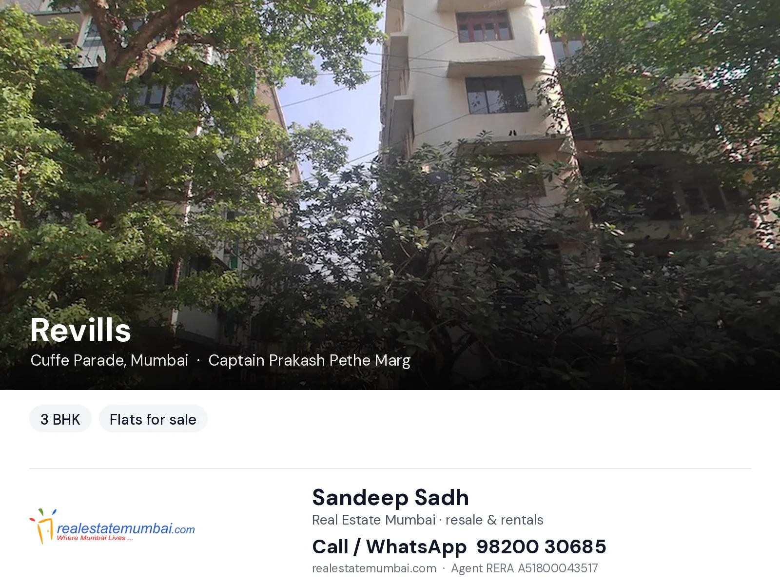 Revills, Cuffe Parade, Mumbai — 3 BHK flats for sale | Real Estate Mumbai, Sandeep Sadh 98200 30685
