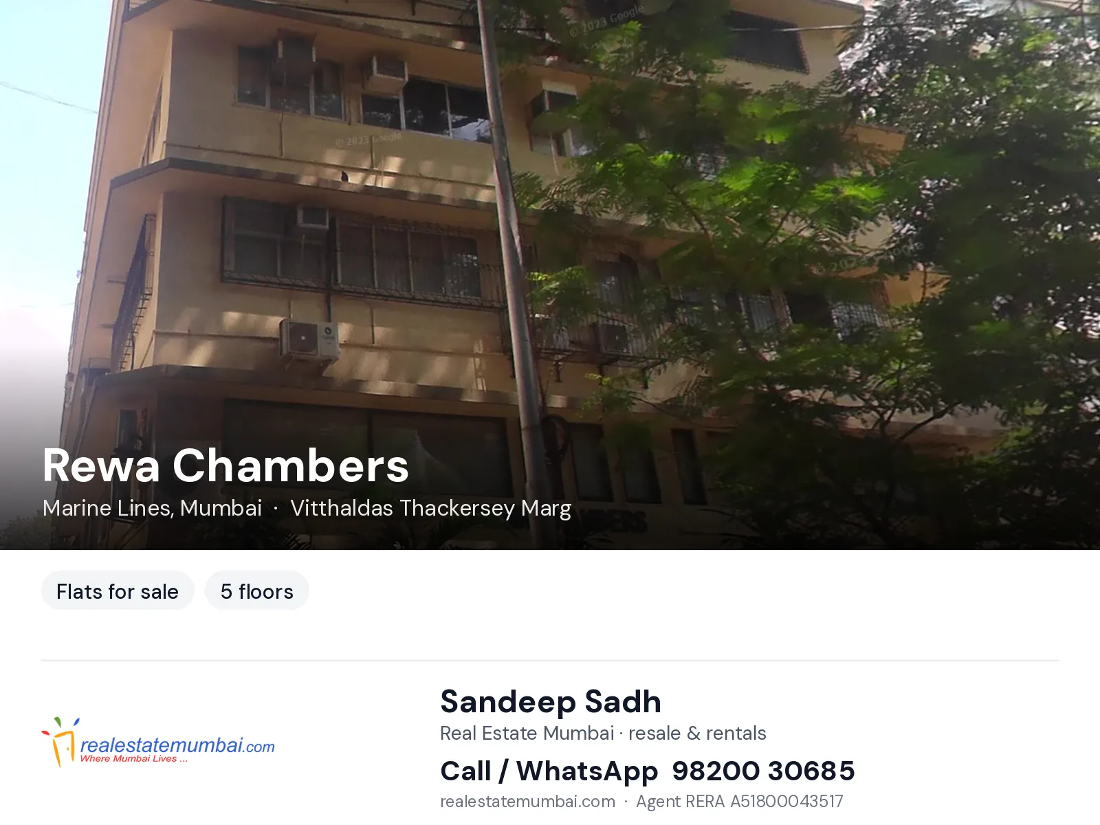 Rewa Chambers, Marine Lines, Mumbai — flats for sale | Real Estate Mumbai, Sandeep Sadh 98200 30685