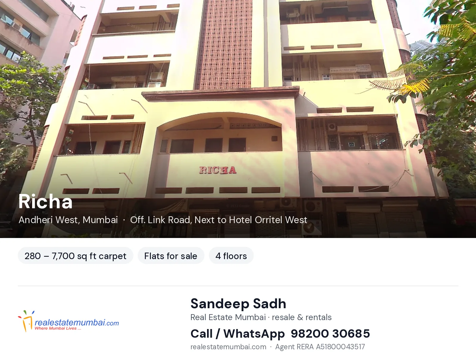 Richa, Andheri West, Mumbai — flats for sale | Real Estate Mumbai, Sandeep Sadh 98200 30685
