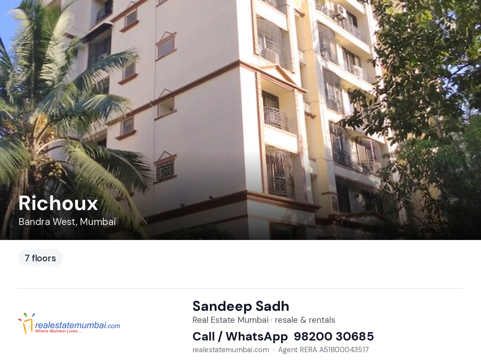 Richoux, Bandra West, Mumbai — flats | Real Estate Mumbai, Sandeep Sadh 98200 30685