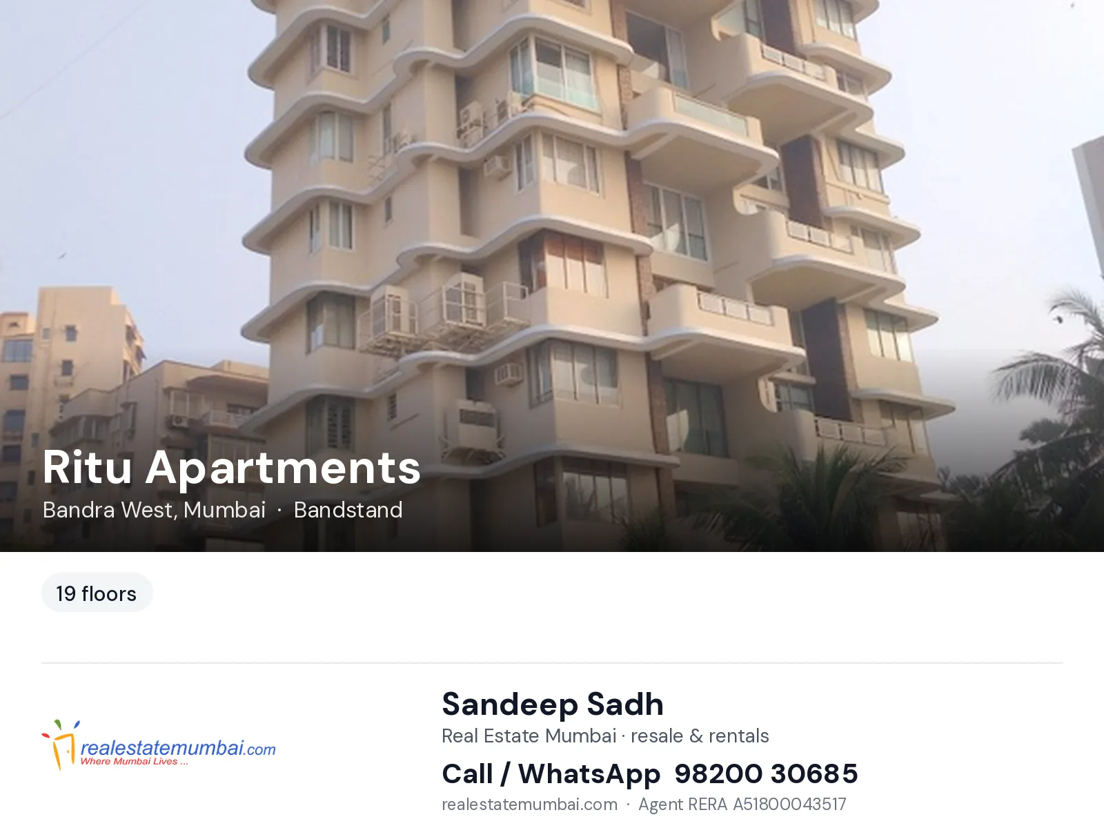 Ritu Apartments, Bandra West, Mumbai — flats | Real Estate Mumbai, Sandeep Sadh 98200 30685
