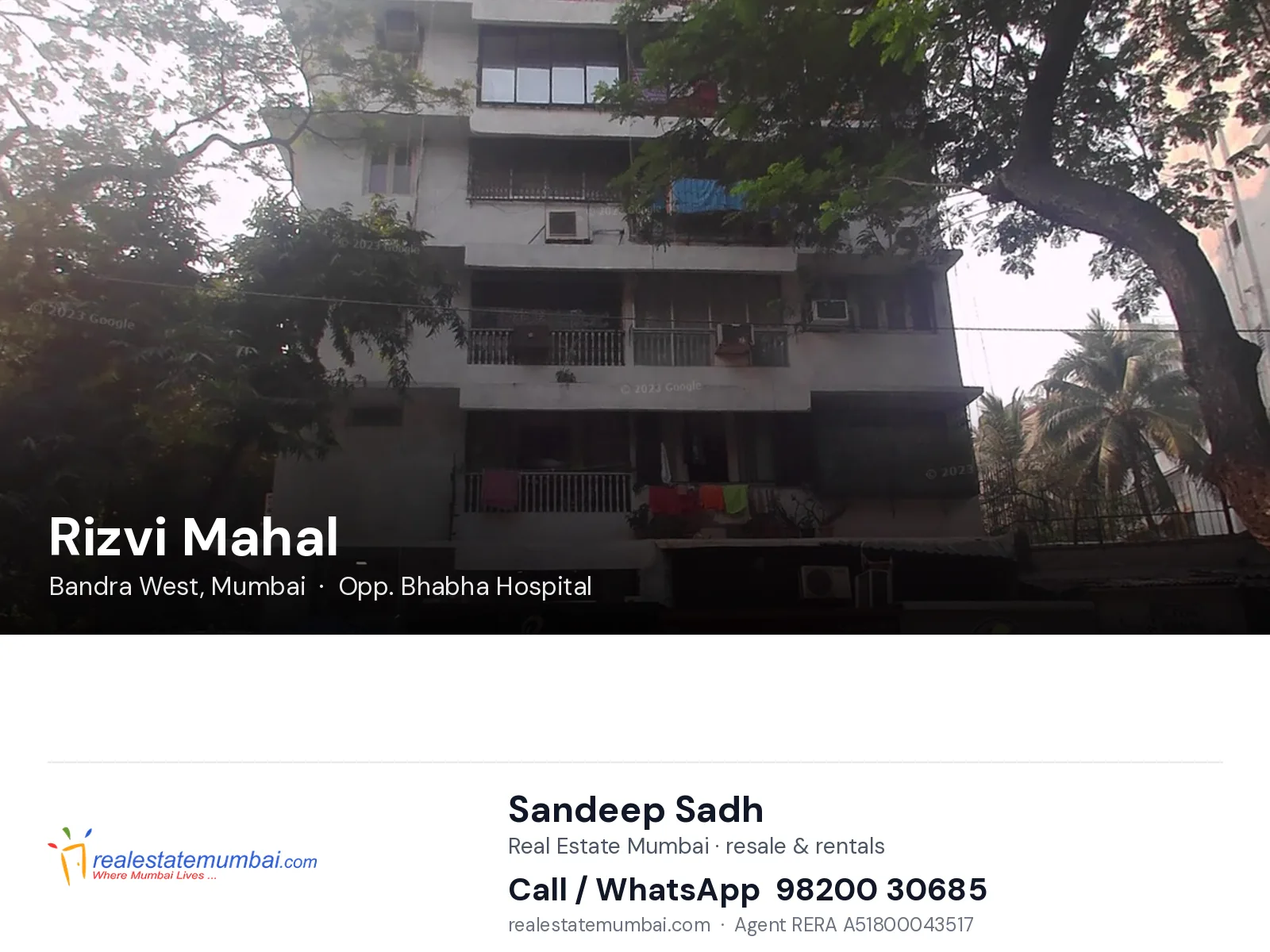Rizvi Mahal, Bandra West, Mumbai — flats | Real Estate Mumbai, Sandeep Sadh 98200 30685