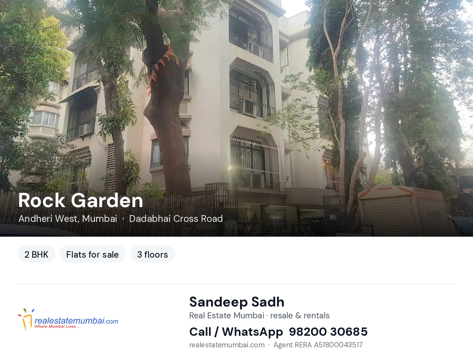 Rock Garden, Andheri West, Mumbai — 2 BHK flats for sale | Real Estate Mumbai, Sandeep Sadh 98200 30685