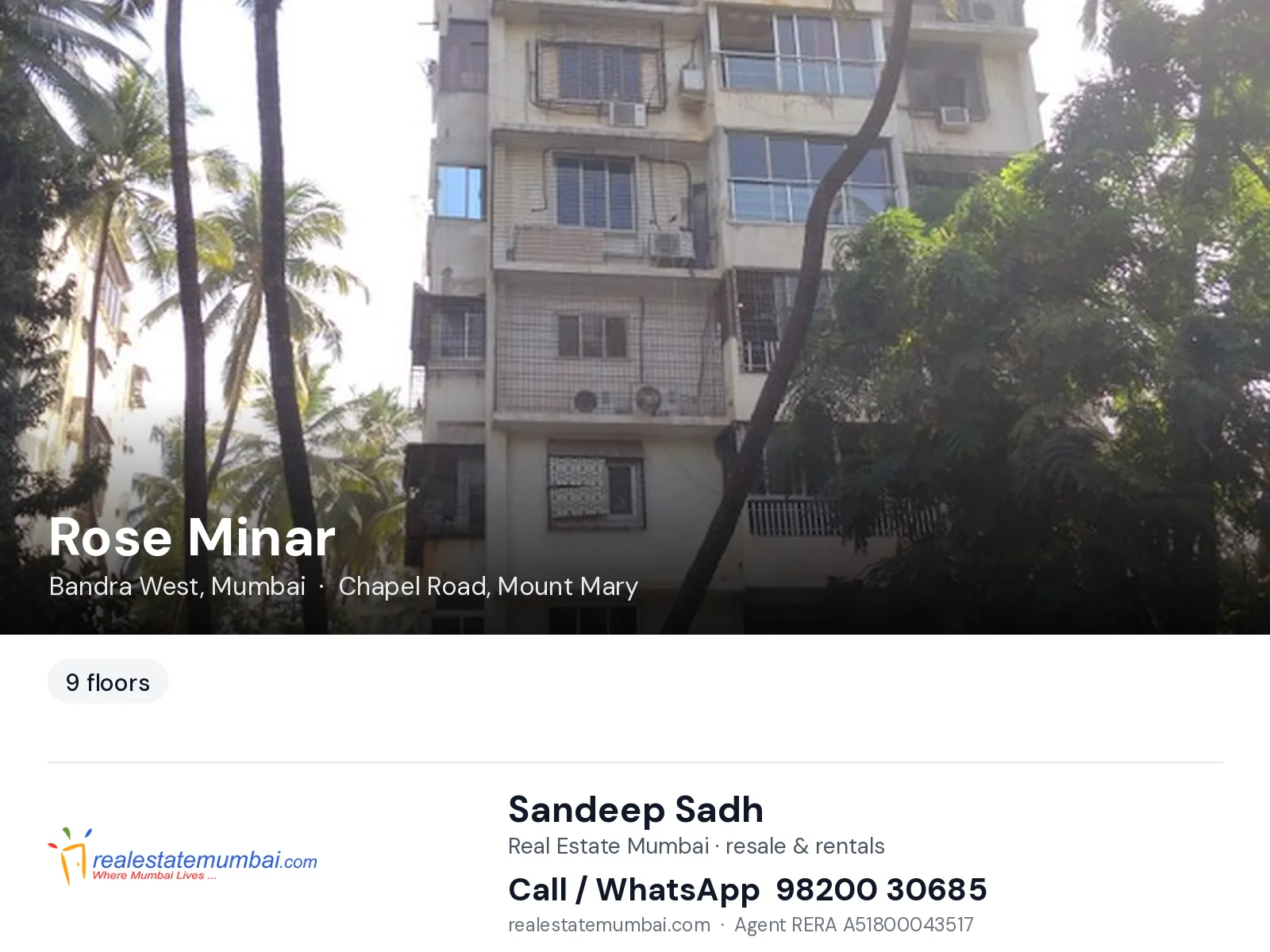 Rose Minar, Bandra West, Mumbai — flats | Real Estate Mumbai, Sandeep Sadh 98200 30685