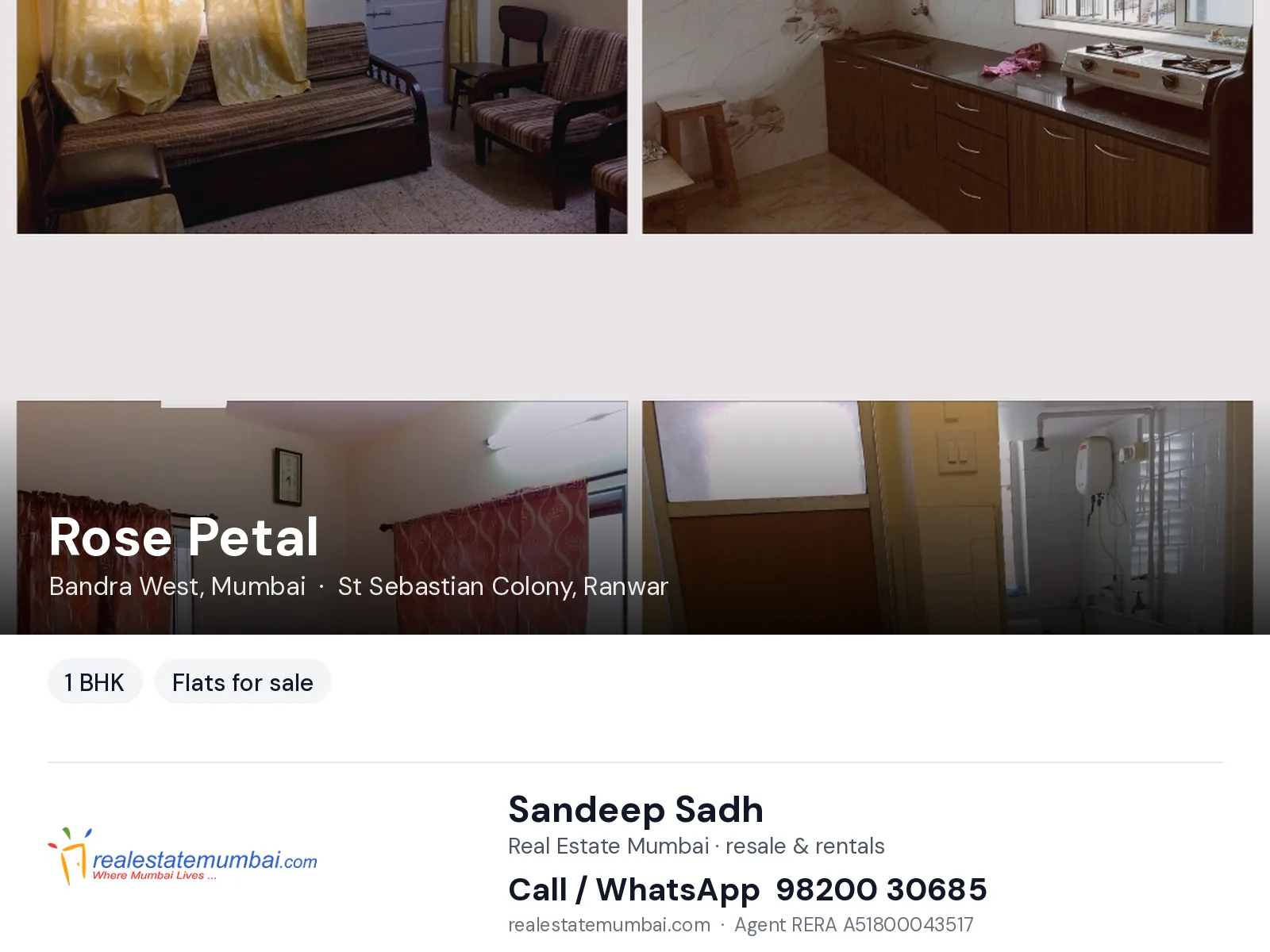 Rose Petal, Bandra West, Mumbai — 1 BHK flats for sale | Real Estate Mumbai, Sandeep Sadh 98200 30685