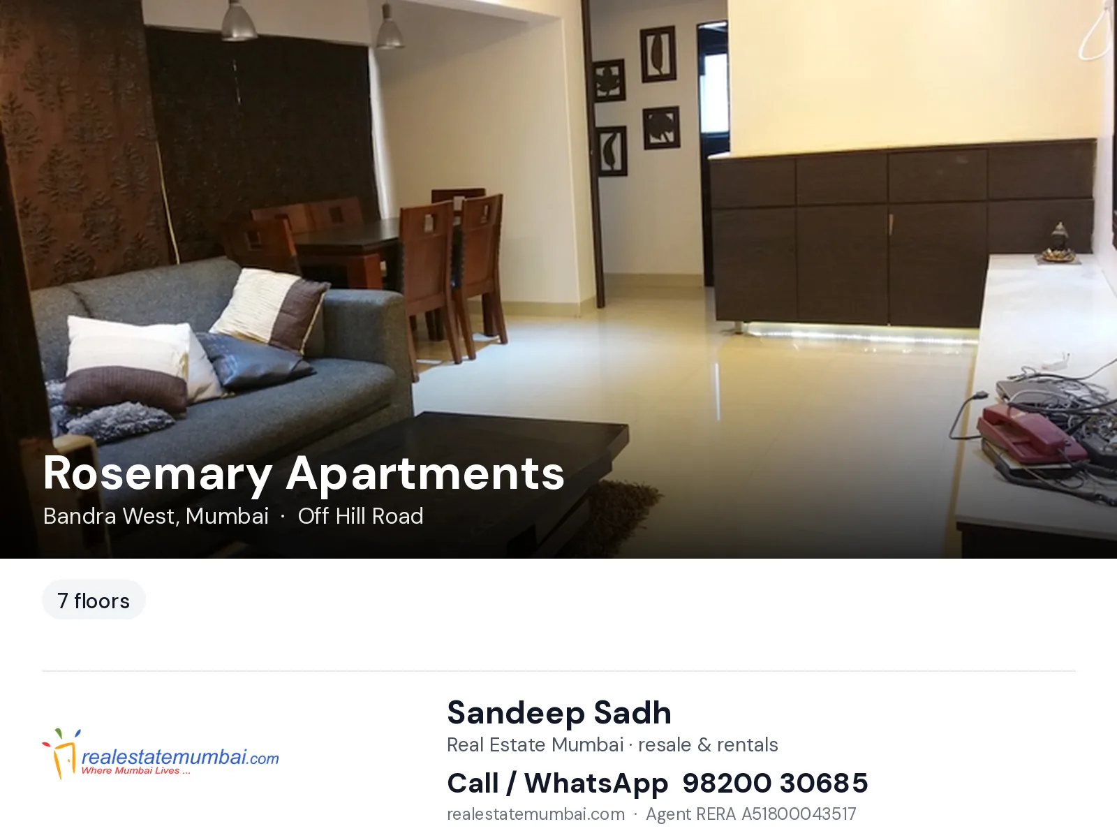 Rosemary Apartments, Bandra West, Mumbai — flats | Real Estate Mumbai, Sandeep Sadh 98200 30685