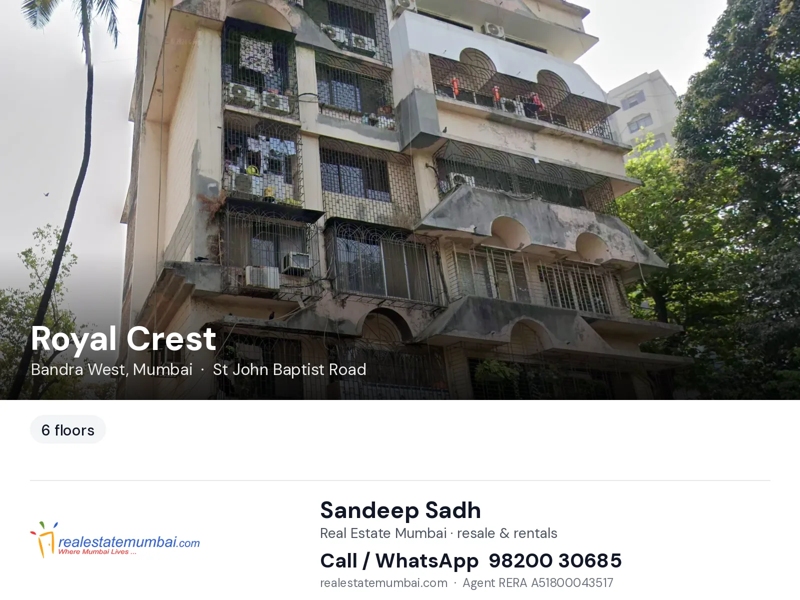 Royal Crest, Bandra West, Mumbai — flats | Real Estate Mumbai, Sandeep Sadh 98200 30685