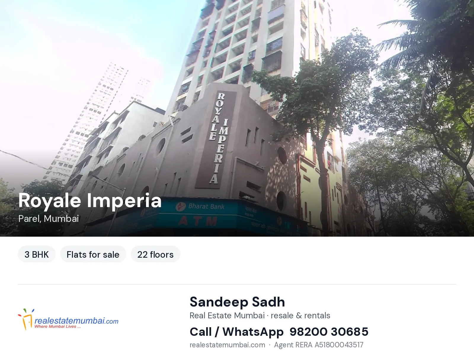 Royale Imperia, Parel, Mumbai — 3 BHK flats for sale | Real Estate Mumbai, Sandeep Sadh 98200 30685