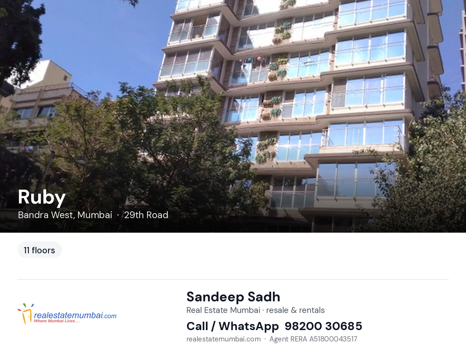 Ruby, Bandra West, Mumbai — flats | Real Estate Mumbai, Sandeep Sadh 98200 30685