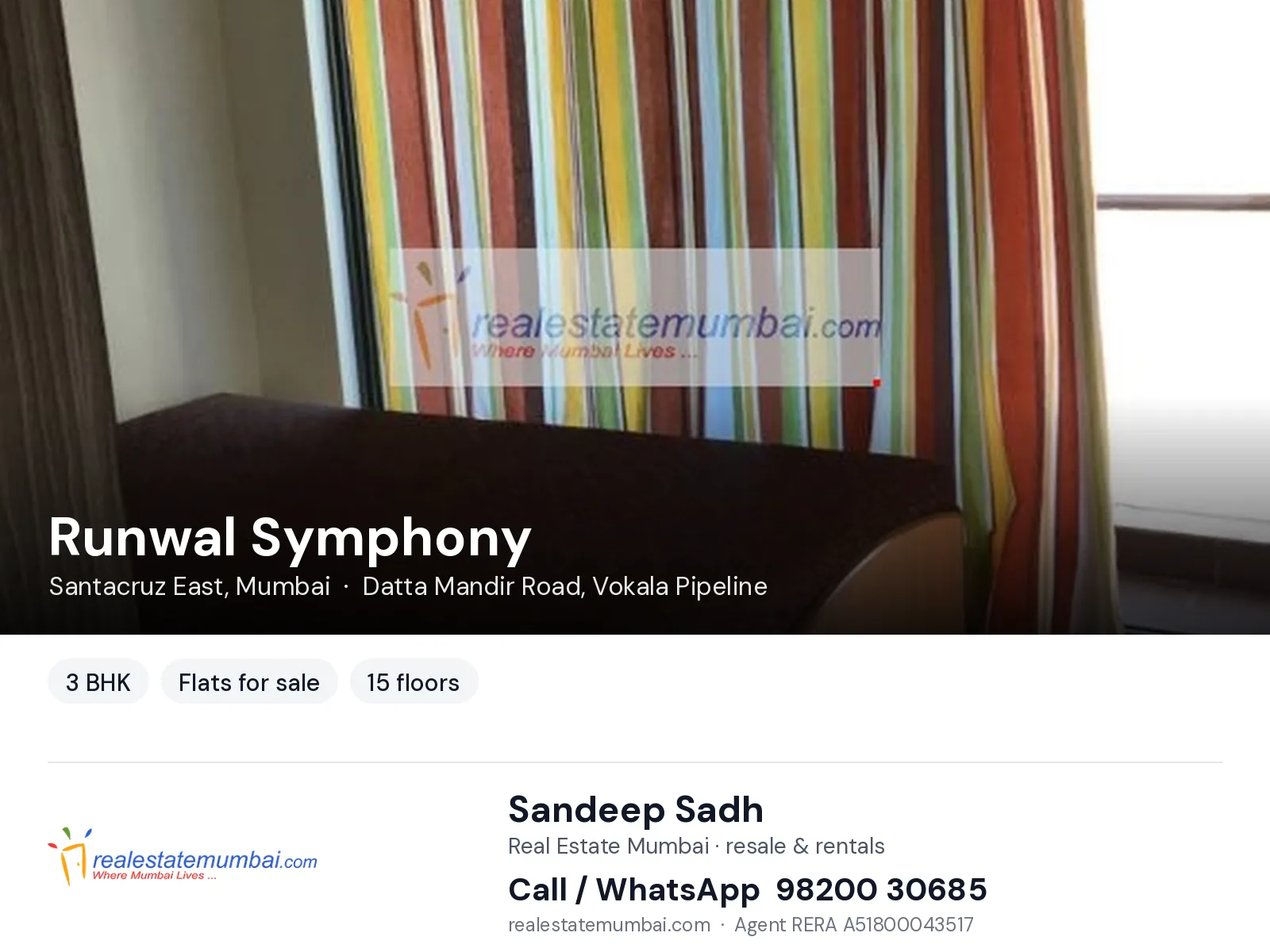 Runwal Symphony, Santacruz East, Mumbai — 3 BHK flats for sale | Real Estate Mumbai, Sandeep Sadh 98200 30685