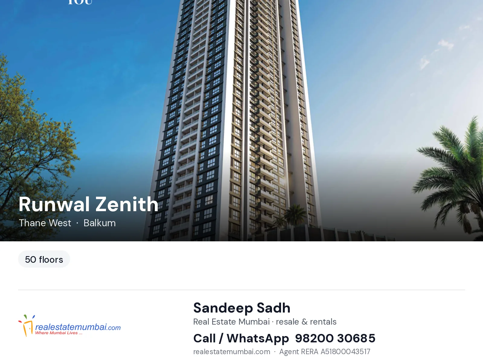 Runwal Zenith, Thane West — flats | Real Estate Mumbai, Sandeep Sadh 98200 30685