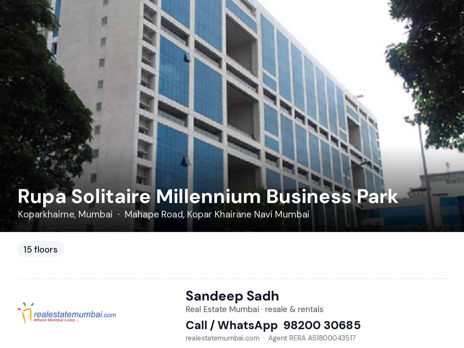 Rupa Solitaire Millennium Business Park, Koparkhairne, Mumbai — flats | Real Estate Mumbai, Sandeep Sadh 98200 30685