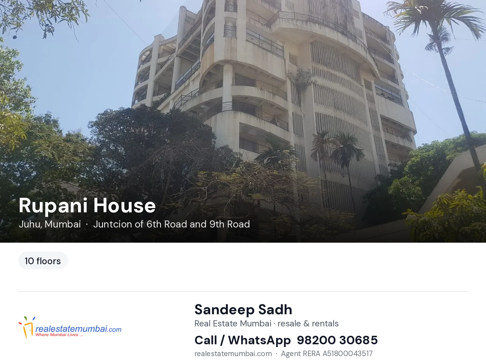 Rupani House, Juhu, Mumbai — flats | Real Estate Mumbai, Sandeep Sadh 98200 30685