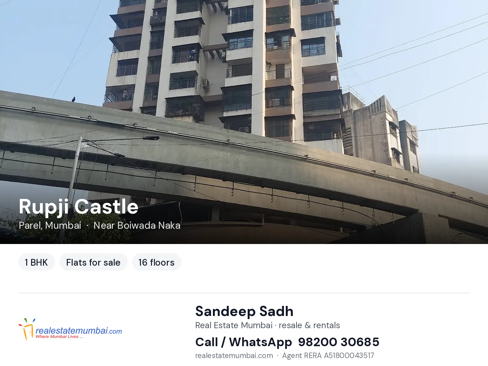 Rupji Castle, Parel, Mumbai — 1 BHK flats for sale | Real Estate Mumbai, Sandeep Sadh 98200 30685