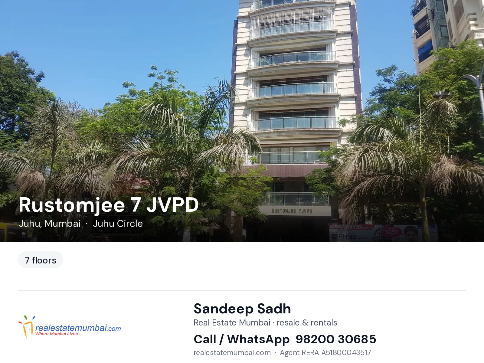 Rustomjee 7 JVPD, Juhu, Mumbai — flats | Real Estate Mumbai, Sandeep Sadh 98200 30685