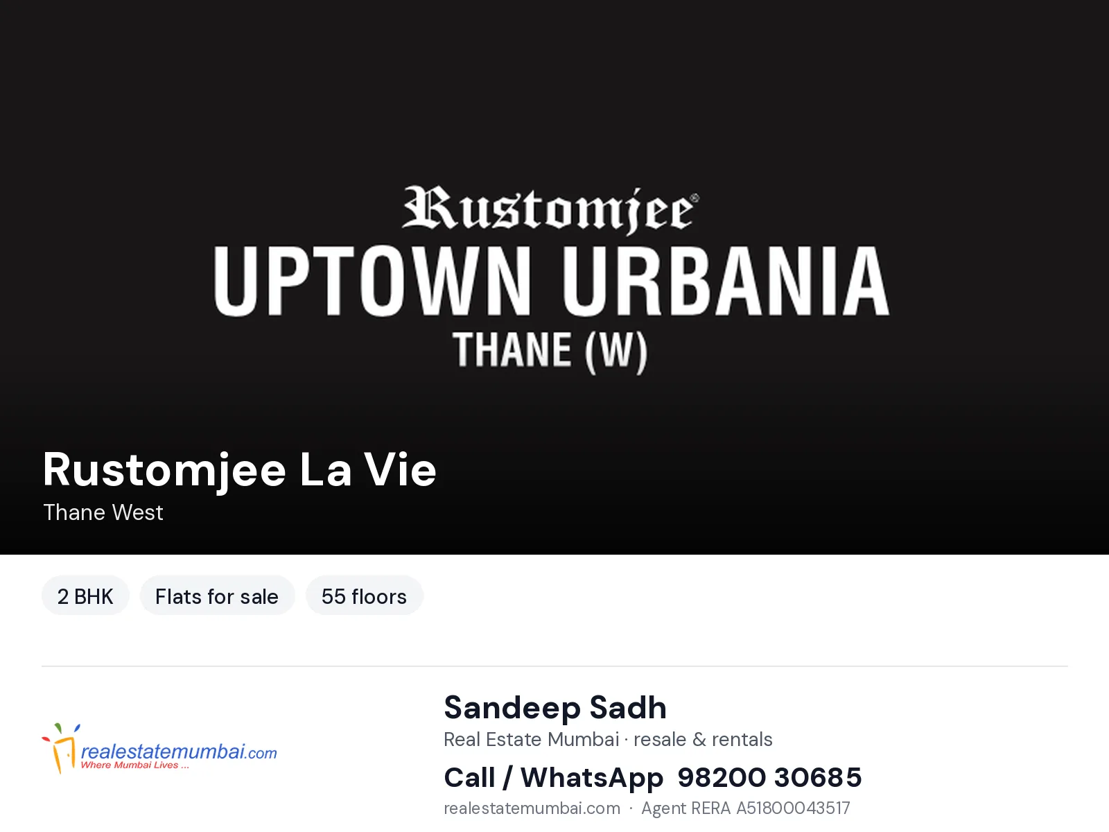Rustomjee La Vie, Thane West — 2 BHK flats for sale | Real Estate Mumbai, Sandeep Sadh 98200 30685