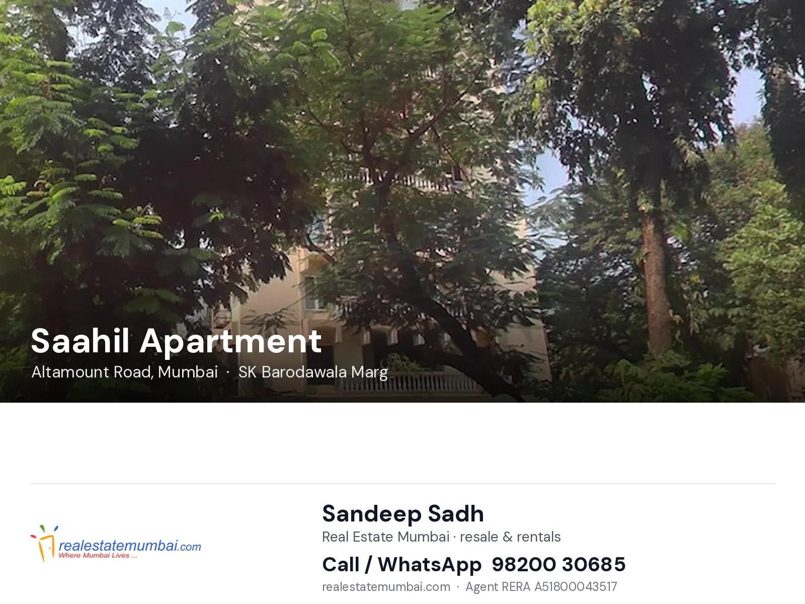 Saahil Apartment, Altamount Road, Mumbai — flats | Real Estate Mumbai, Sandeep Sadh 98200 30685
