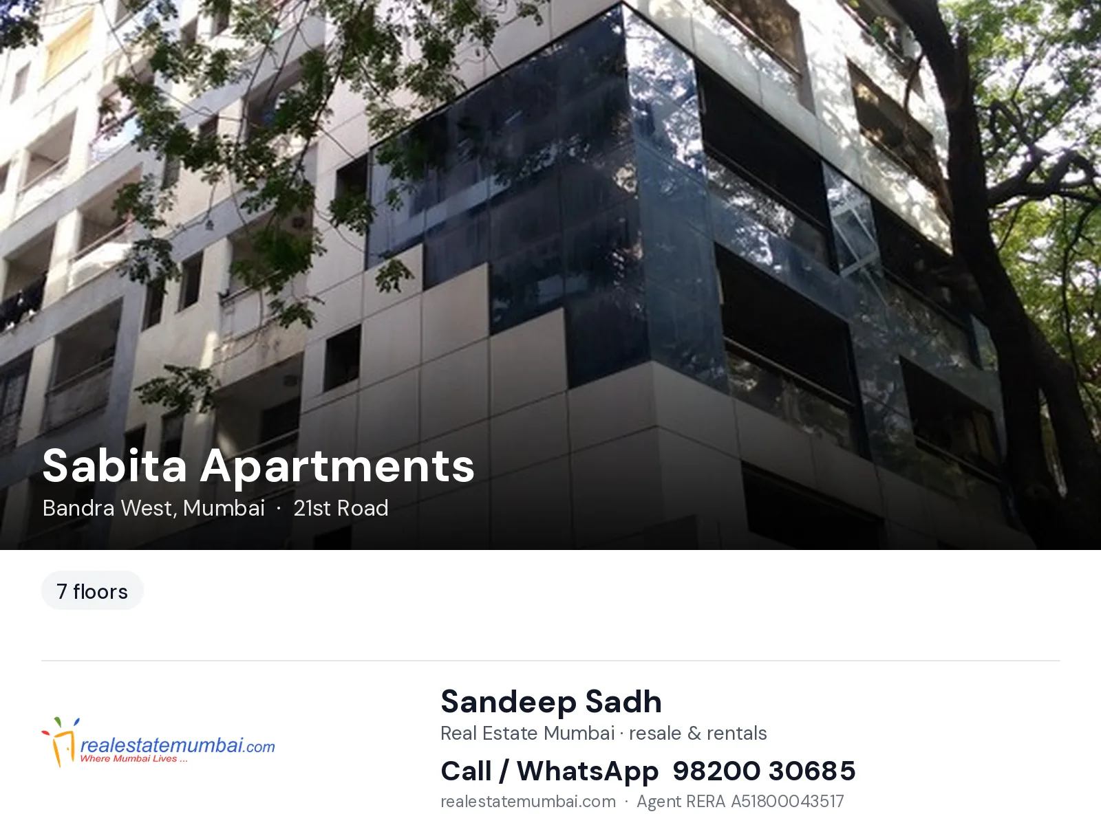 Sabita Apartments, Bandra West, Mumbai — flats | Real Estate Mumbai, Sandeep Sadh 98200 30685