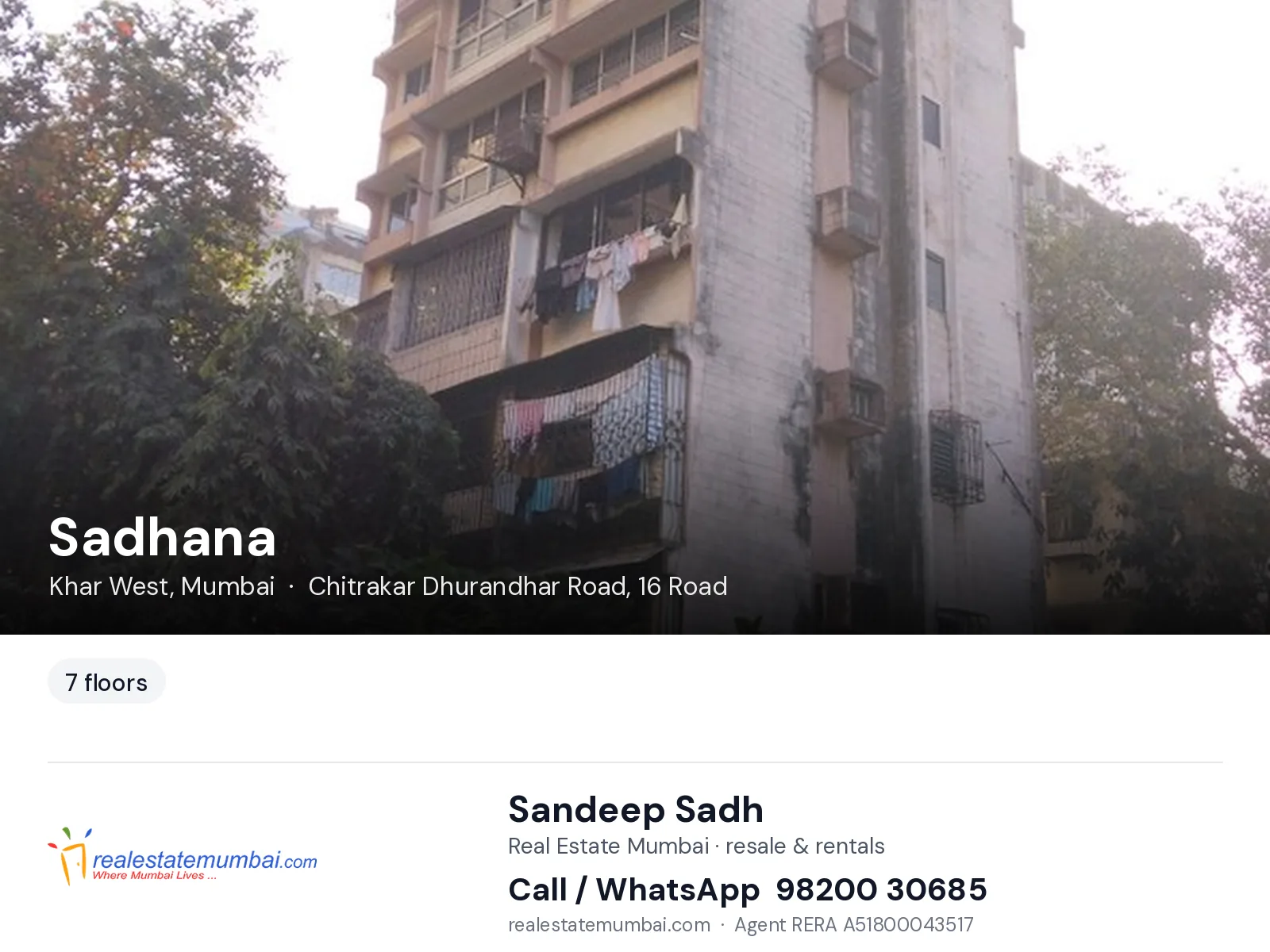 Sadhana, Khar West, Mumbai — flats | Real Estate Mumbai, Sandeep Sadh 98200 30685