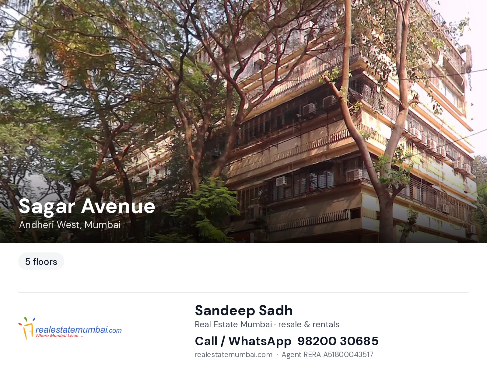 Sagar Avenue, Andheri West, Mumbai — flats | Real Estate Mumbai, Sandeep Sadh 98200 30685