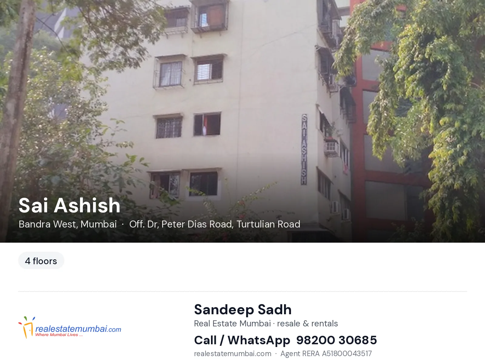 Sai Ashish, Bandra West, Mumbai — flats | Real Estate Mumbai, Sandeep Sadh 98200 30685