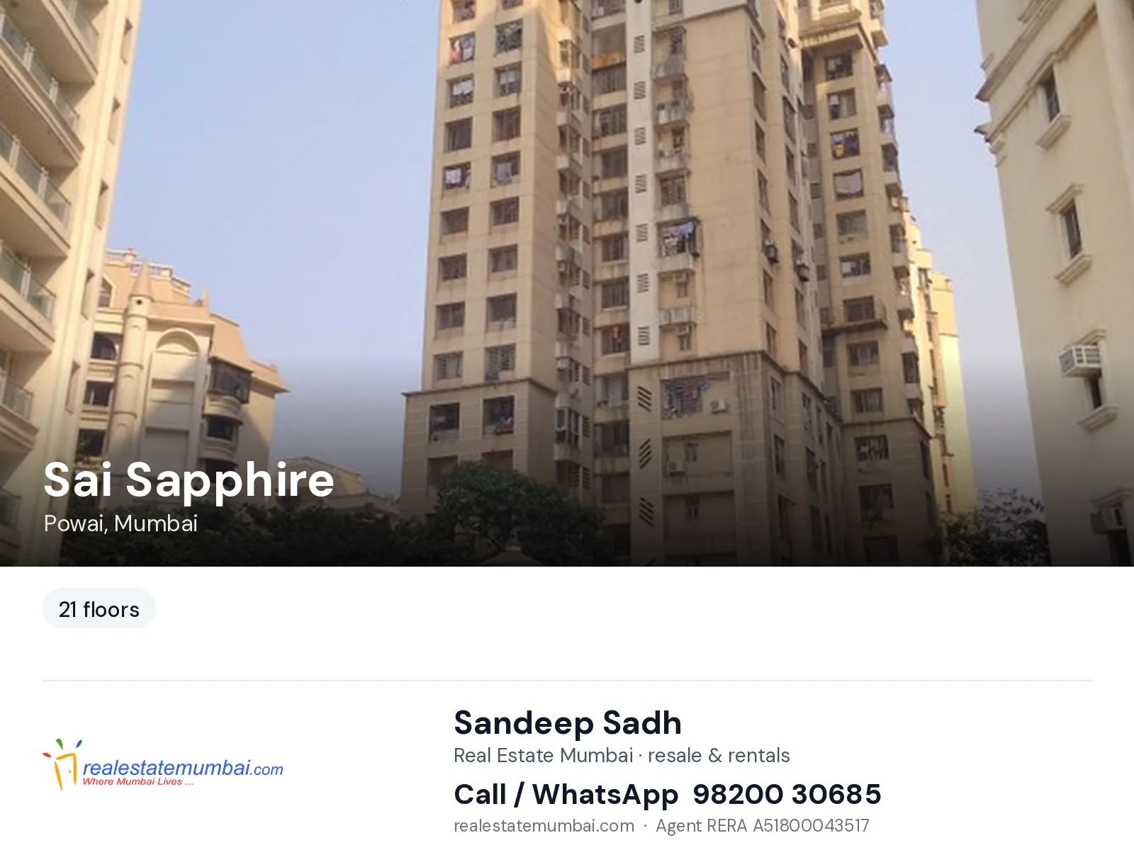 Sai Sapphire, Powai, Mumbai — flats | Real Estate Mumbai, Sandeep Sadh 98200 30685