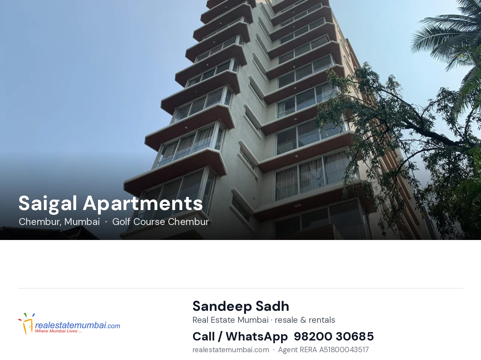 Saigal Apartments, Chembur, Mumbai — flats | Real Estate Mumbai, Sandeep Sadh 98200 30685
